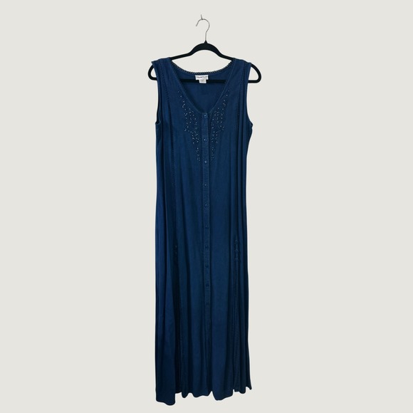 NorthStyle Dresses & Skirts - NorthStyle Blue Flowy Maxi Dress Beaded L Whimsigoth Dark Fairy Celestial Gothic